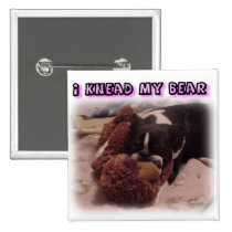 Boston Terrier:  I Knead My Bear buttons