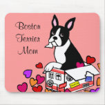 Boston Terrier in the Box Cartoon mousepads