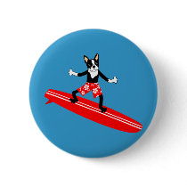 Boston Terrier Longboard Surfer Pins