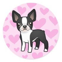 Boston Terrier Love Round Stickers