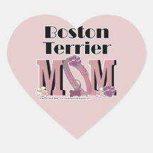 Boston Terrier MOM Heart Stickers