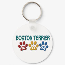BOSTON TERRIER MOM Paw Print 1 keychains