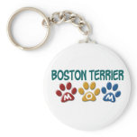 BOSTON TERRIER MOM Paw Print 1 Key Chains