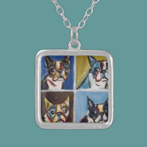 Boston Terrier pop art painting necklaces