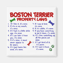 Boston Terrier Property Laws 2 Refrigerator Magnets
