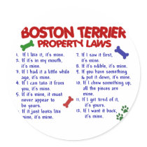 Boston Terrier Property Laws 2 stickers