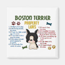 Boston Terrier Property Laws 4 Fridge Magnets