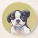 Boston Terrier puppy dog adorable cute art coaster