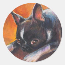 Boston Terrier que pinta el perro Svetlana Novikov Etiqueta