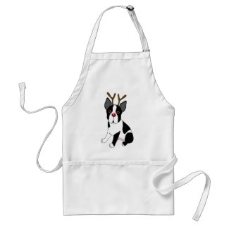 Boston Terrier Reindeer apron