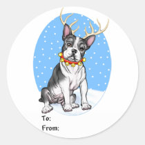Boston Terrier Reindeer Gift Tags stickers