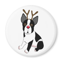 Boston Terrier Reindeer Refrigerator Magnets