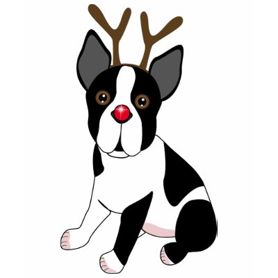 Boston Terrier Reindeer Shirts by totallypainted