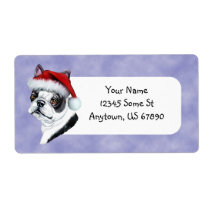 Boston Terrier Santa Hat ChristmasLabels labels