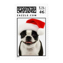 Boston Terrier Santa Postage stamp