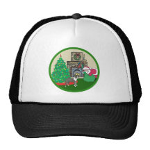 boston terrier santas mesh hats