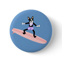 Boston Terrier Surfer Girl Buttons