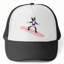 Boston Terrier Surfer Girl Hat