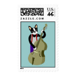 Boston Terrier Upright  Bass Player postage