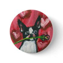 Boston Terrier Valentine Be Mine Heart buttons by zadajeanne Boston Terrier Valentine Be Mine Heart buttons