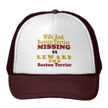 Boston Terrier & Wife Missing Reward For Boston Te Mesh Hats