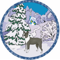 boston terrier winter photo sculptures