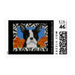Boston Terrier with Flowers Stamp