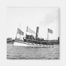 Boston Tugboat: late 1800s Fridge Magnet