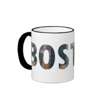 Boston view in letters. mugs
