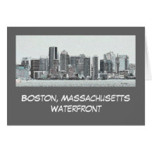 Boston's Waterfront Black & White, blank card