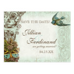 Botanica Wedding Postcard Save the Date - Blue