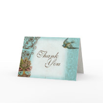 Botanica Wedding Thank You Note - Aqua Blue Cards