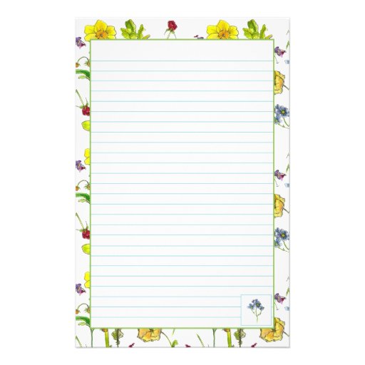 Botanical Flowers Lined Stationery Paper