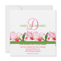 Botanical Wedding Invitation Monogram Pink Orchids