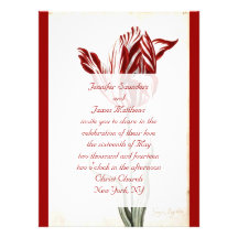 Botanical Wedding Invitation Red Tulip Initial