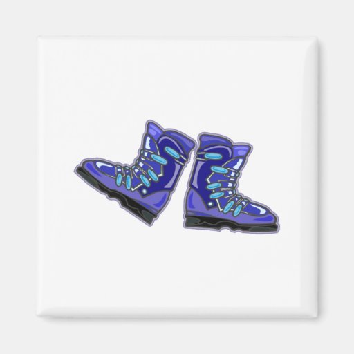 Botas de esquiar azules imán de frigorifico