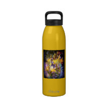 Botella de agua amarilla de los lirios