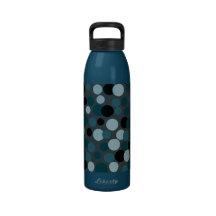 Botella de agua azul de los puntos que despide