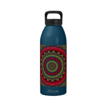 Botella de agua fucsia llena de la mandala