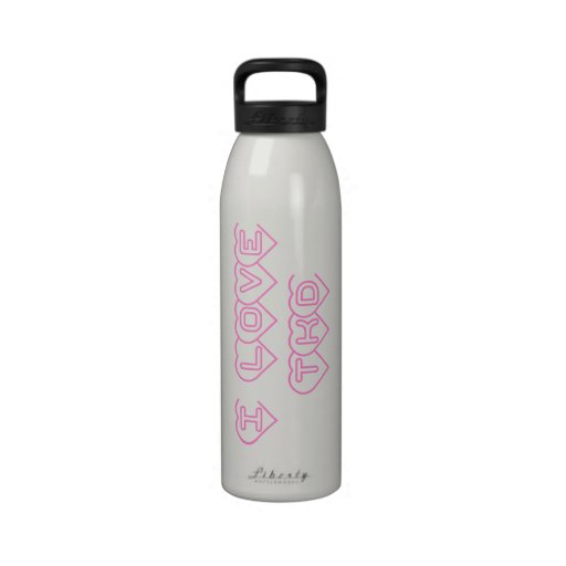 Botella de agua rosada del amor TKD de los corazon