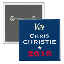 Botón de la campaña de CHRISTIE 2012 de Chris del  Pins