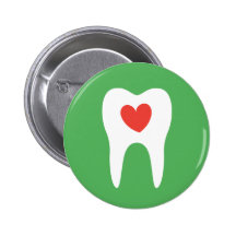 Botón dental del dentista del corazón del amor de 