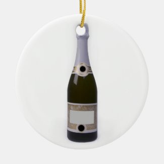Bottle of Champagne with blank label Ornaments