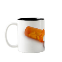 Bottle of Pills and a FDA APPROVED rubber stamp Mug
