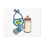 bottle rattle bib - blue postcard