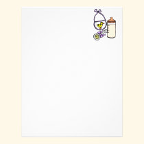 bottle rattle bib lavender letterhead