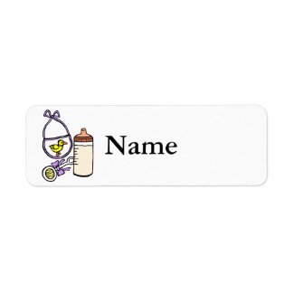 bottle rattle bib lavender custom return address label