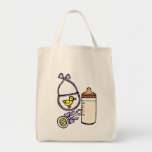 bottle rattle bib lavender tote bags