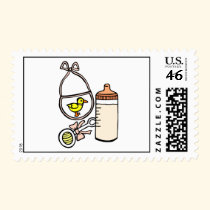 bottle rattle bib peach stamps