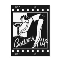 Bottoms Up Retro Lady Drinking Huge Martini Post Card